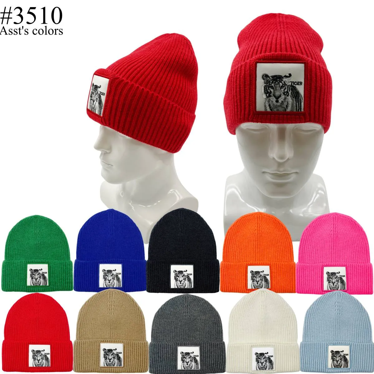 12-pack TIGER Winter Beanie Hat #3510