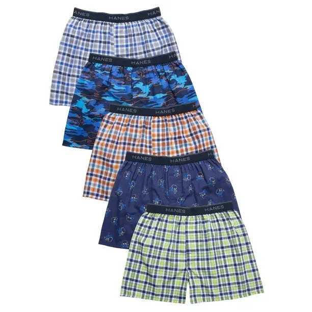 5-Pack Boys' Tagless Woven Boxers B841A5