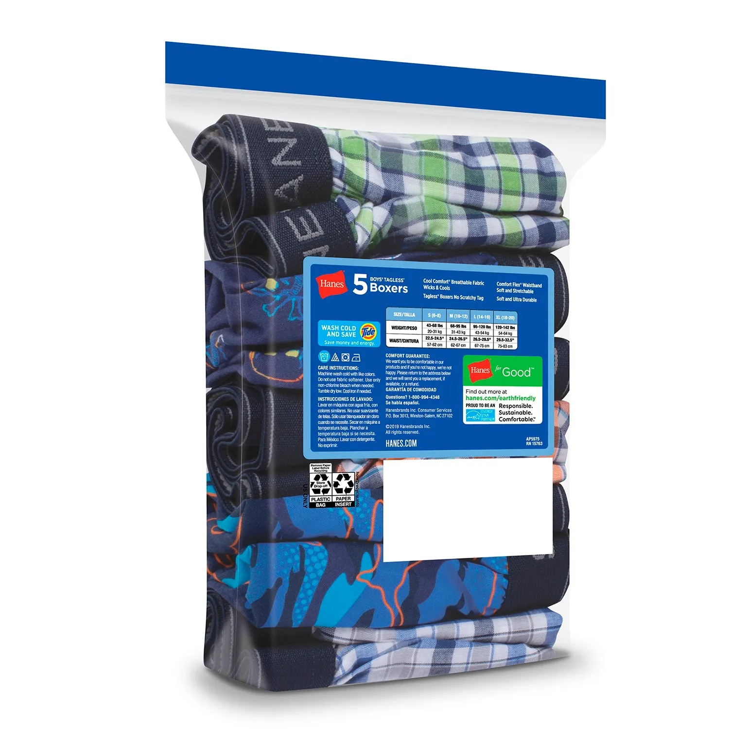 5-Pack Boys' Tagless Woven Boxers B841A5