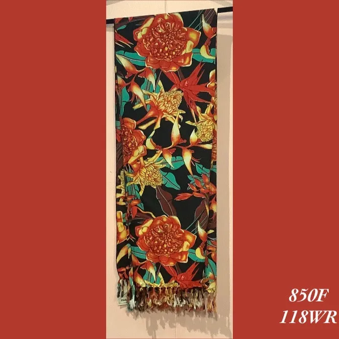 850F - 118WR , Fringed scarf floral print