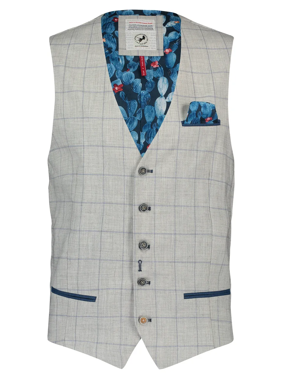 A Fish Named Fred Waistcoat Grey Windowpane