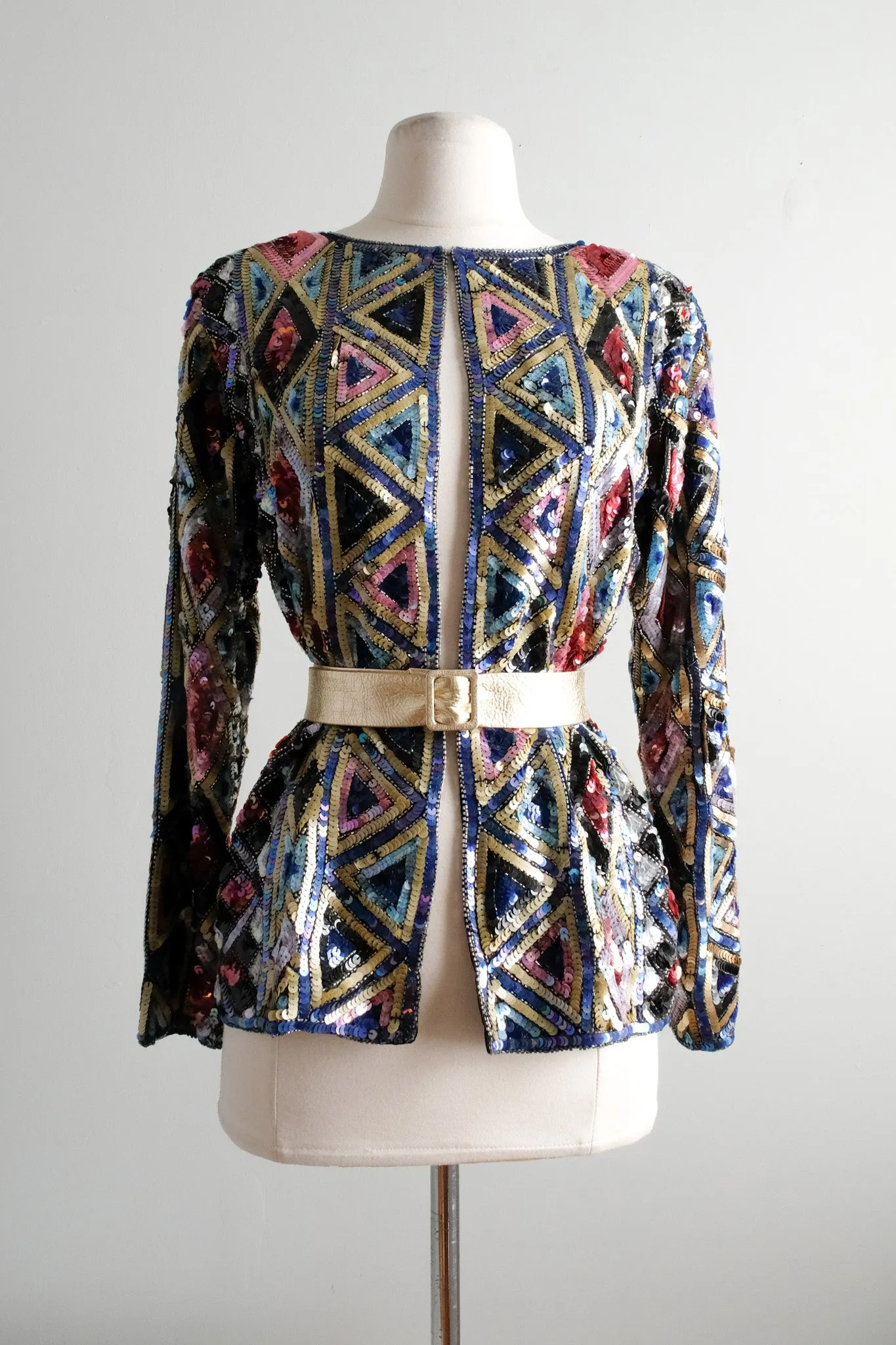 Amazing 1980's Diamond Sequin Statement Jacket / Sz M/L