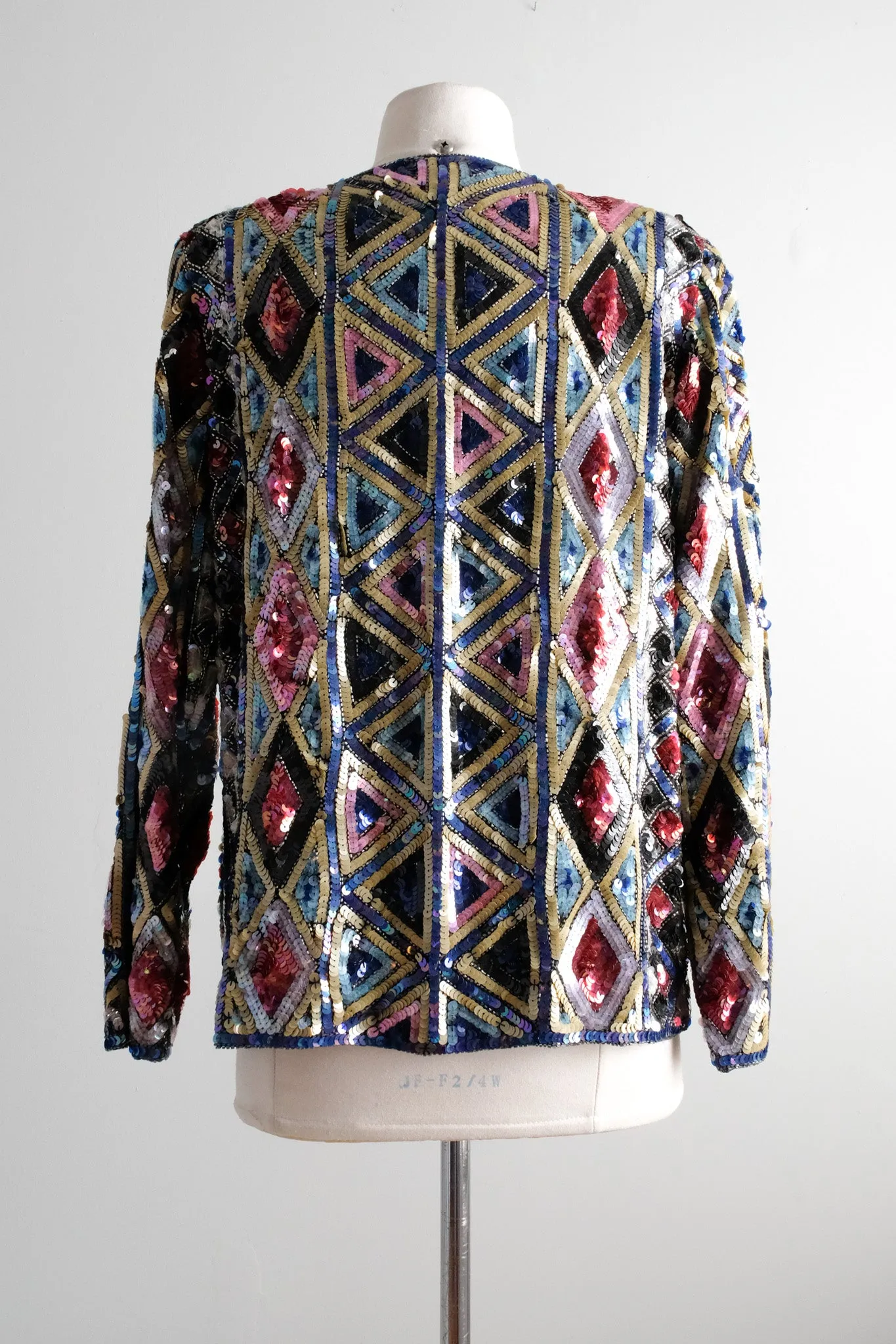 Amazing 1980's Diamond Sequin Statement Jacket / Sz M/L