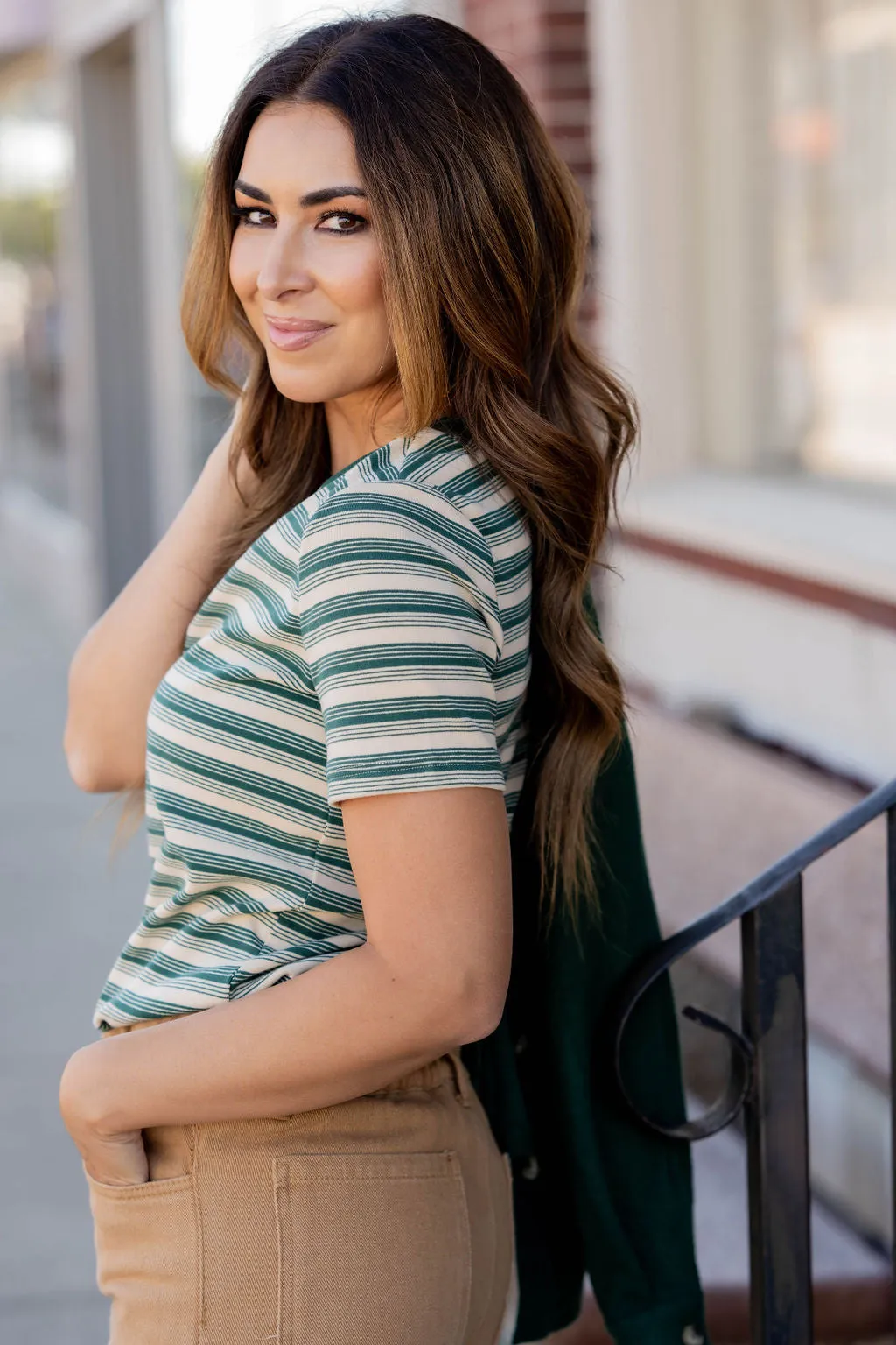 Assorted Stripes Solid Trim Tee