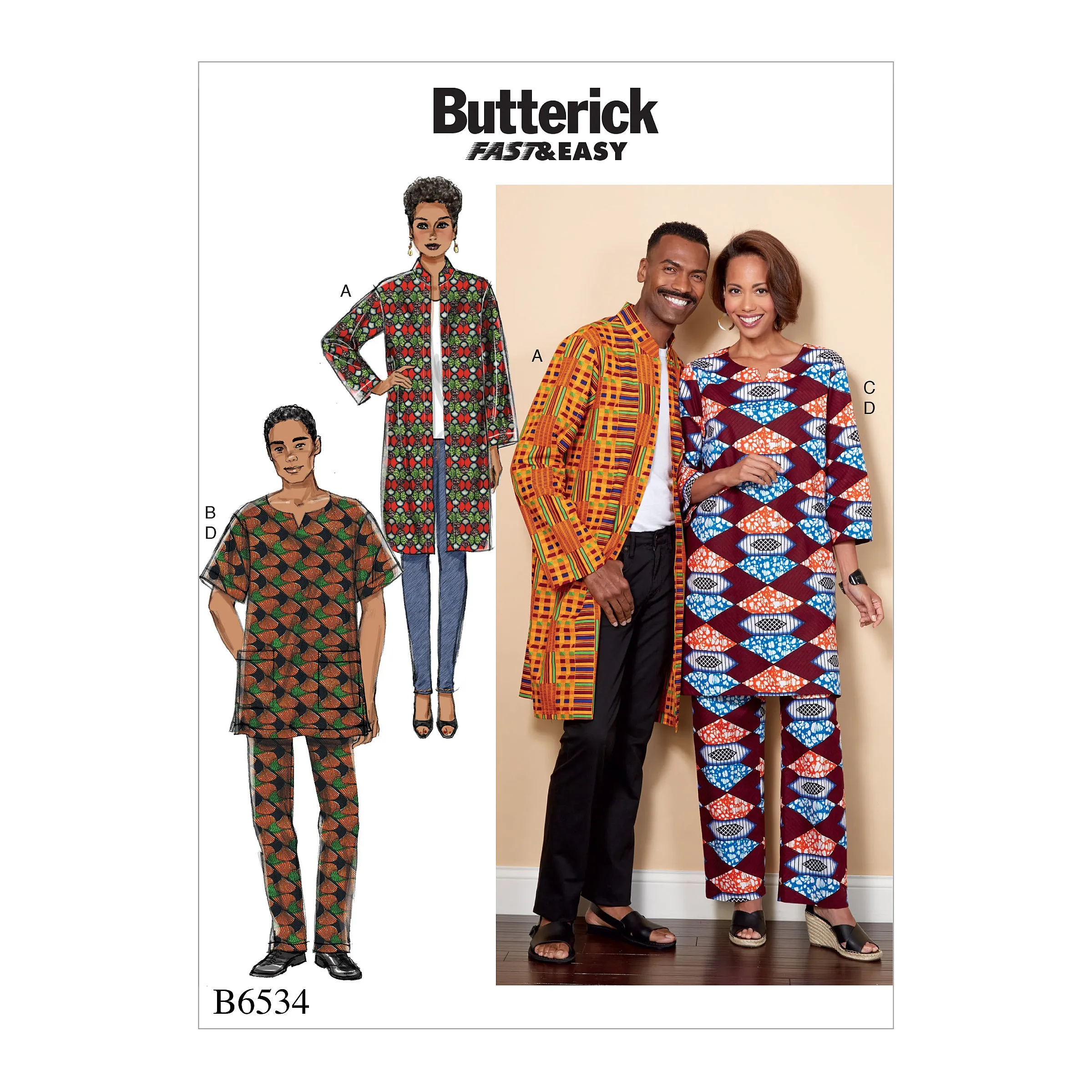 B6534 Misses'/Men's Coat, Tunic and Pants