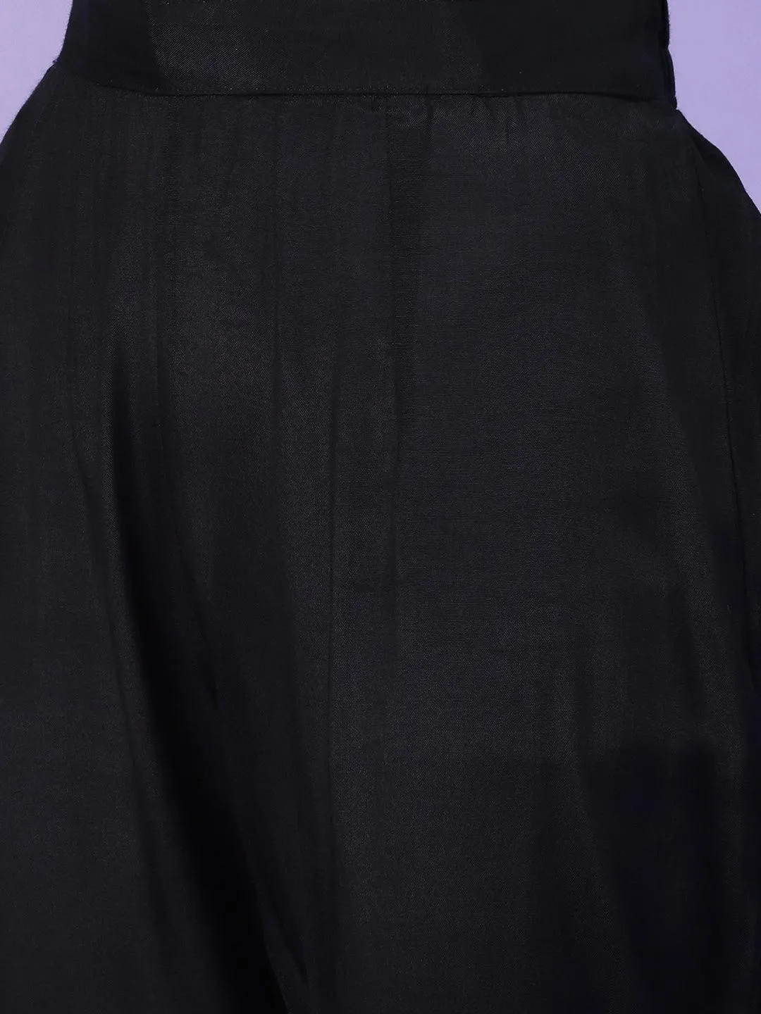 Bandhani Printed Mirror Embroidered Angular Hem Kurta With Pants & Crushed Dupatta - Navy Blue