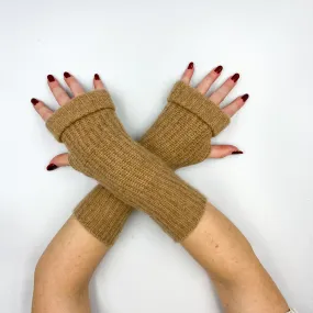 Biscuit Brown Chunky Knit Fingerless Gloves