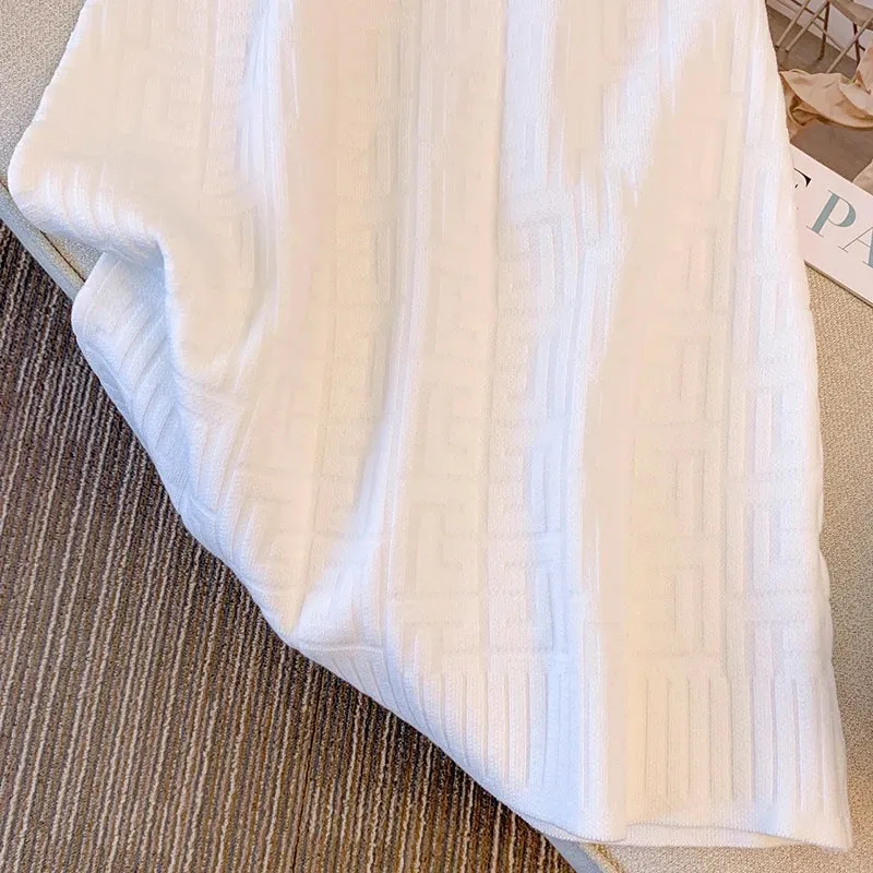 Bjlxn - Sleeveless Vest Dress For Women 2024 Summer Jacqurd Knitted Elegant Sexy A-line Mini Dresses Vintage Fashion Ladies Vestidos