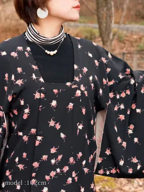 Black michiyuki with flower design