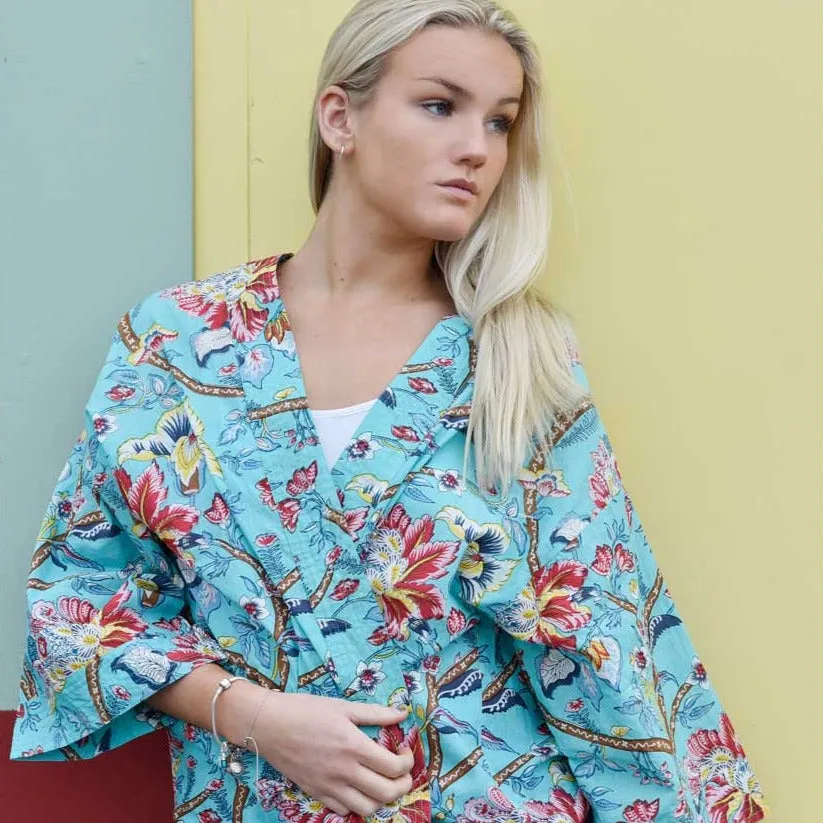 Blue Orchid Print Summer Jacket