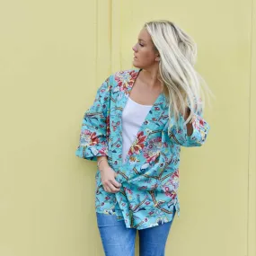 Blue Orchid Print Summer Jacket