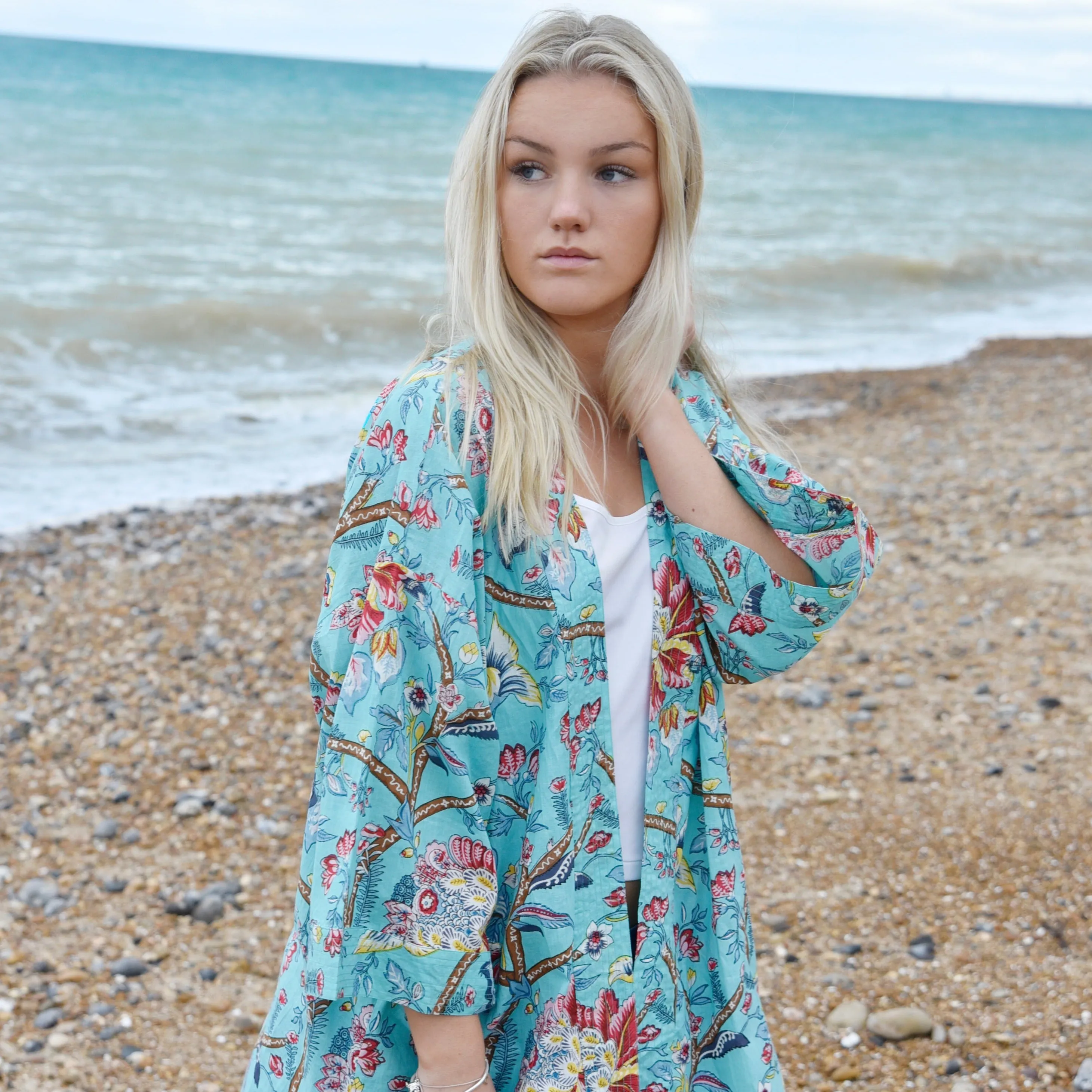 Blue Orchid Print Summer Jacket