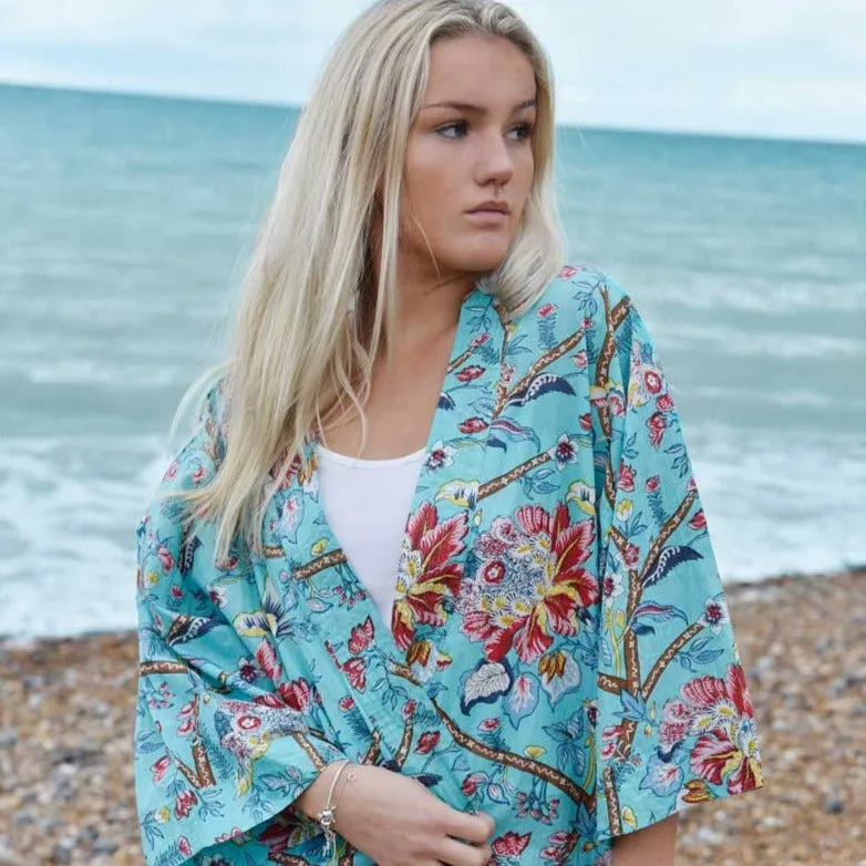 Blue Orchid Print Summer Jacket