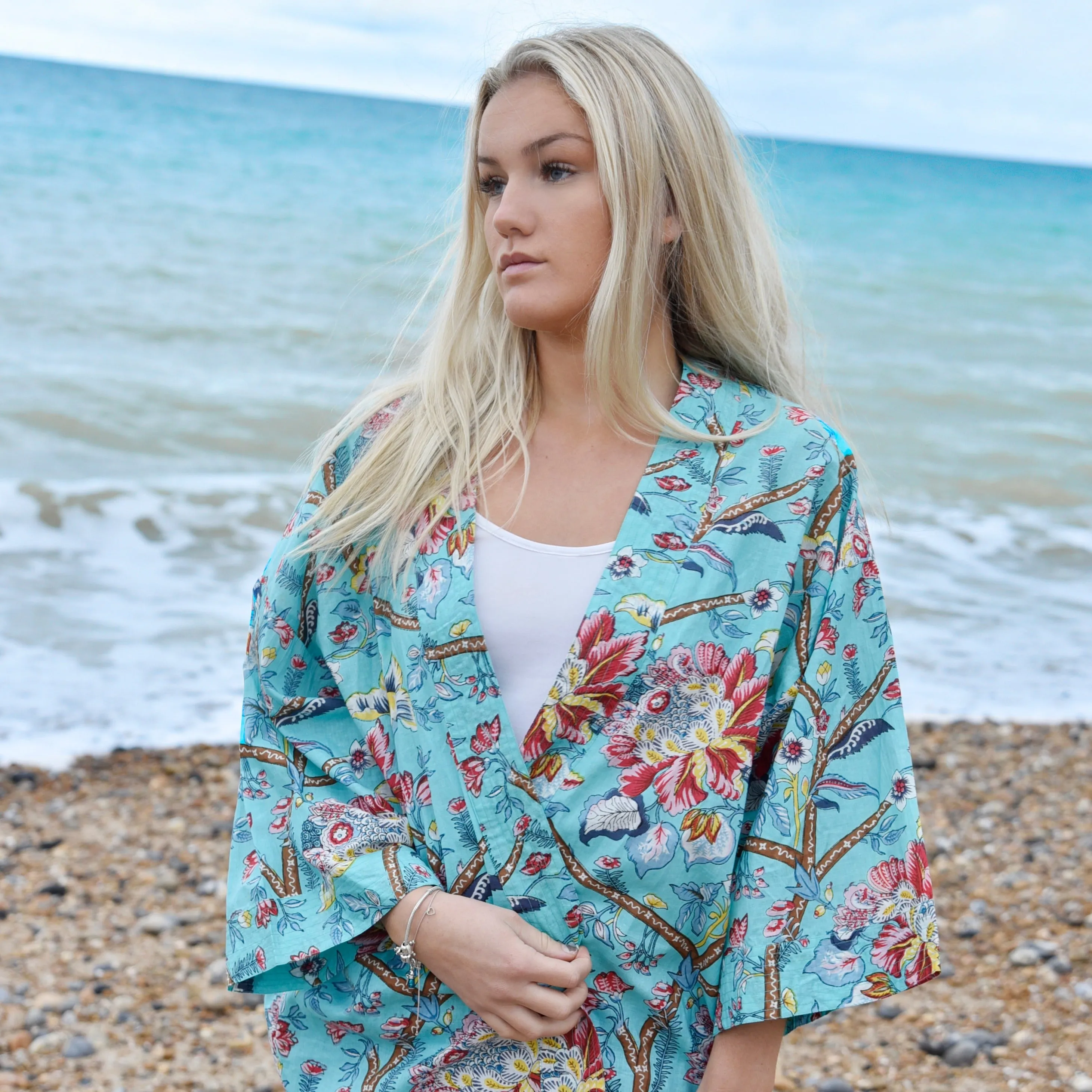 Blue Orchid Print Summer Jacket