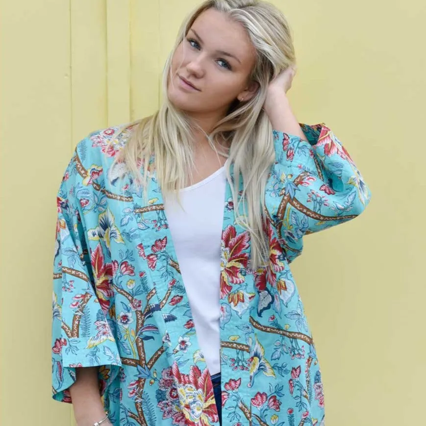 Blue Orchid Print Summer Jacket