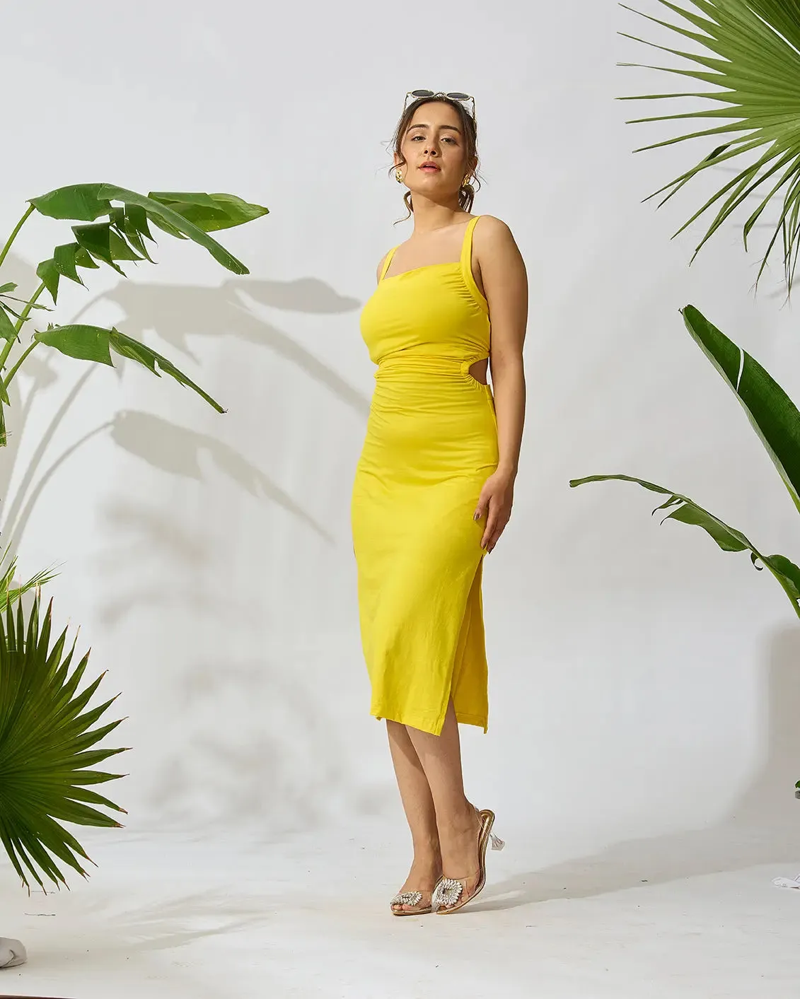 Bodycon Knee Length Dress with Back String Detail