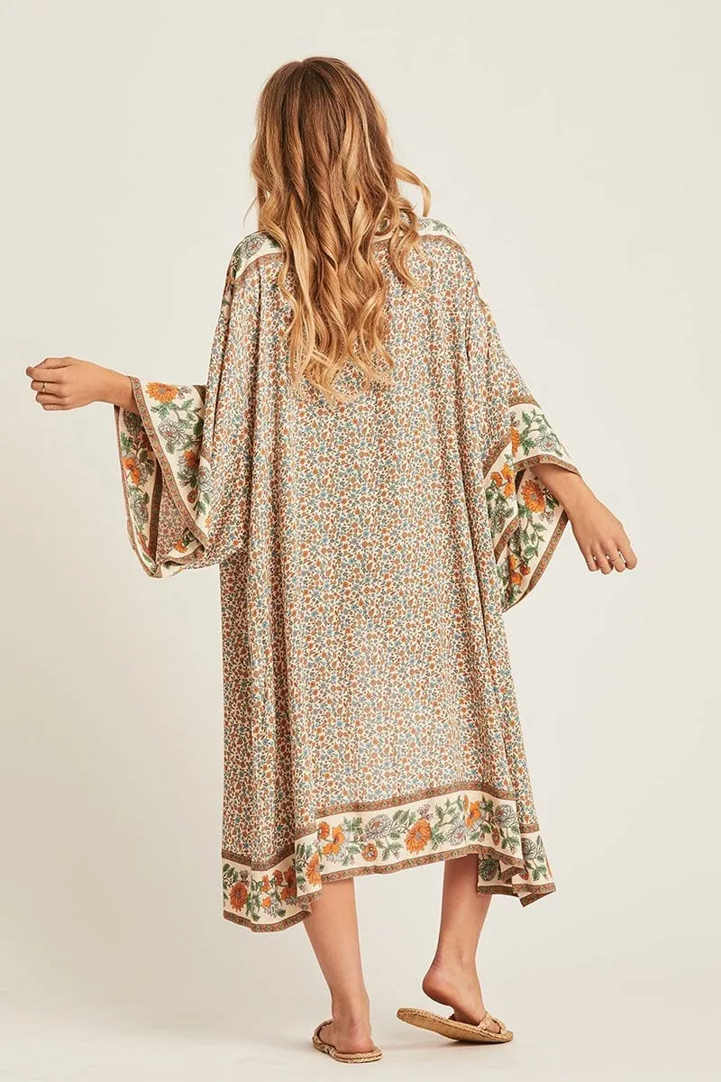 Boho Floral Print Beach Cover-Up