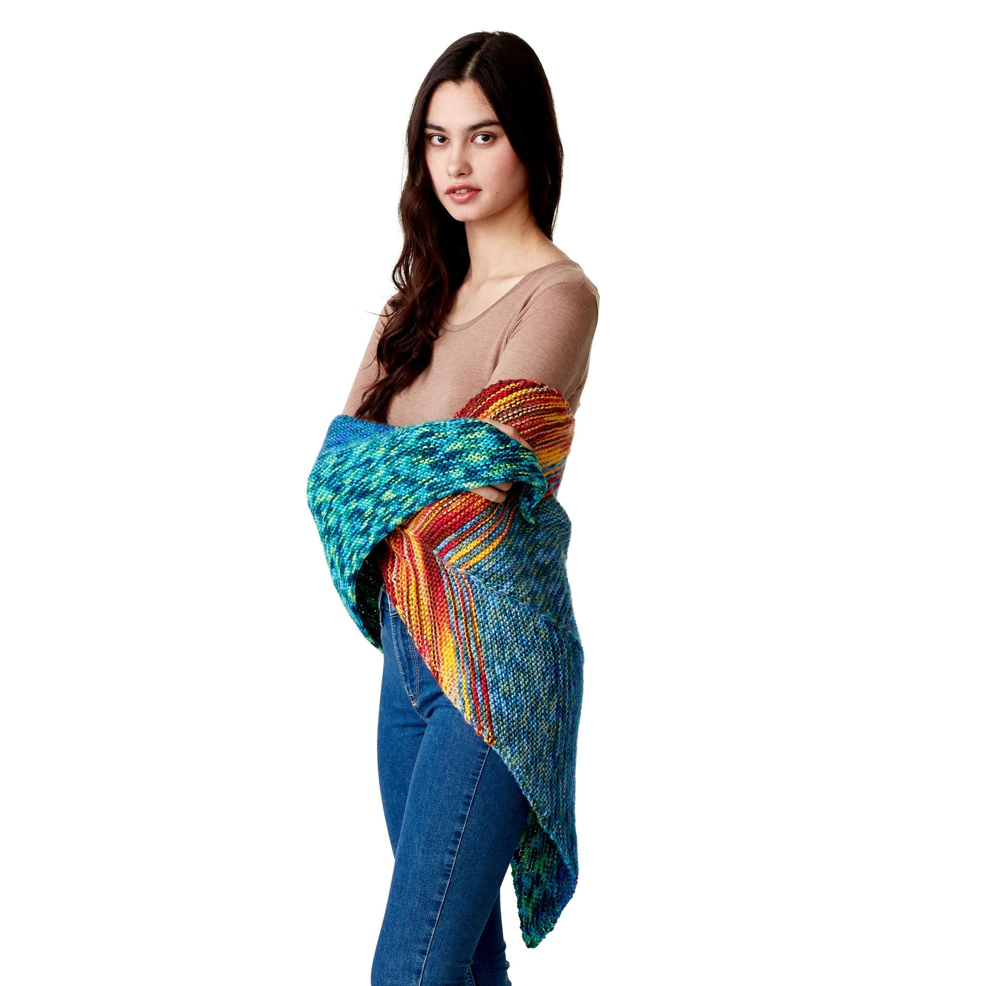 Caron Ocean Sunset Knit Shawl
