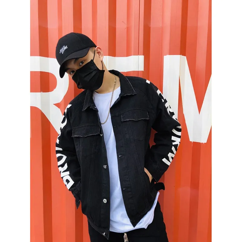 Character Printed Streetwear Hip Hop Rapper Casual Men Jacket