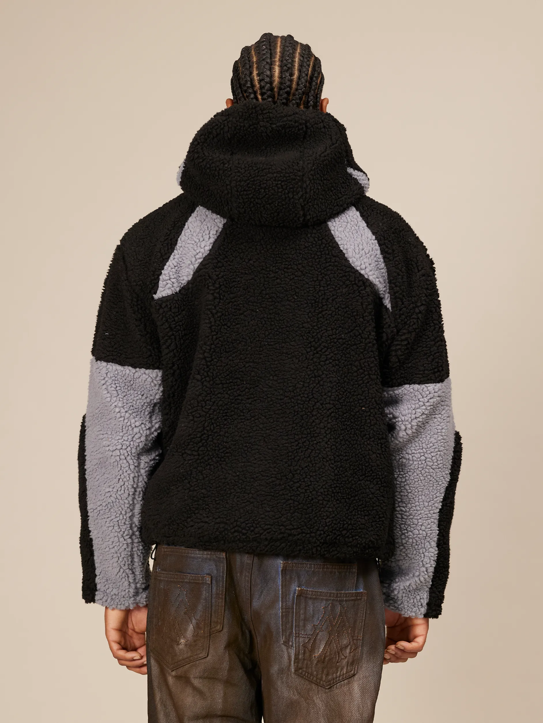 CONTRAST BALACLAVA FLEECE JACKET "BLACK/GREY"