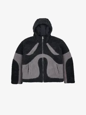 CONTRAST BALACLAVA FLEECE JACKET "BLACK/GREY"