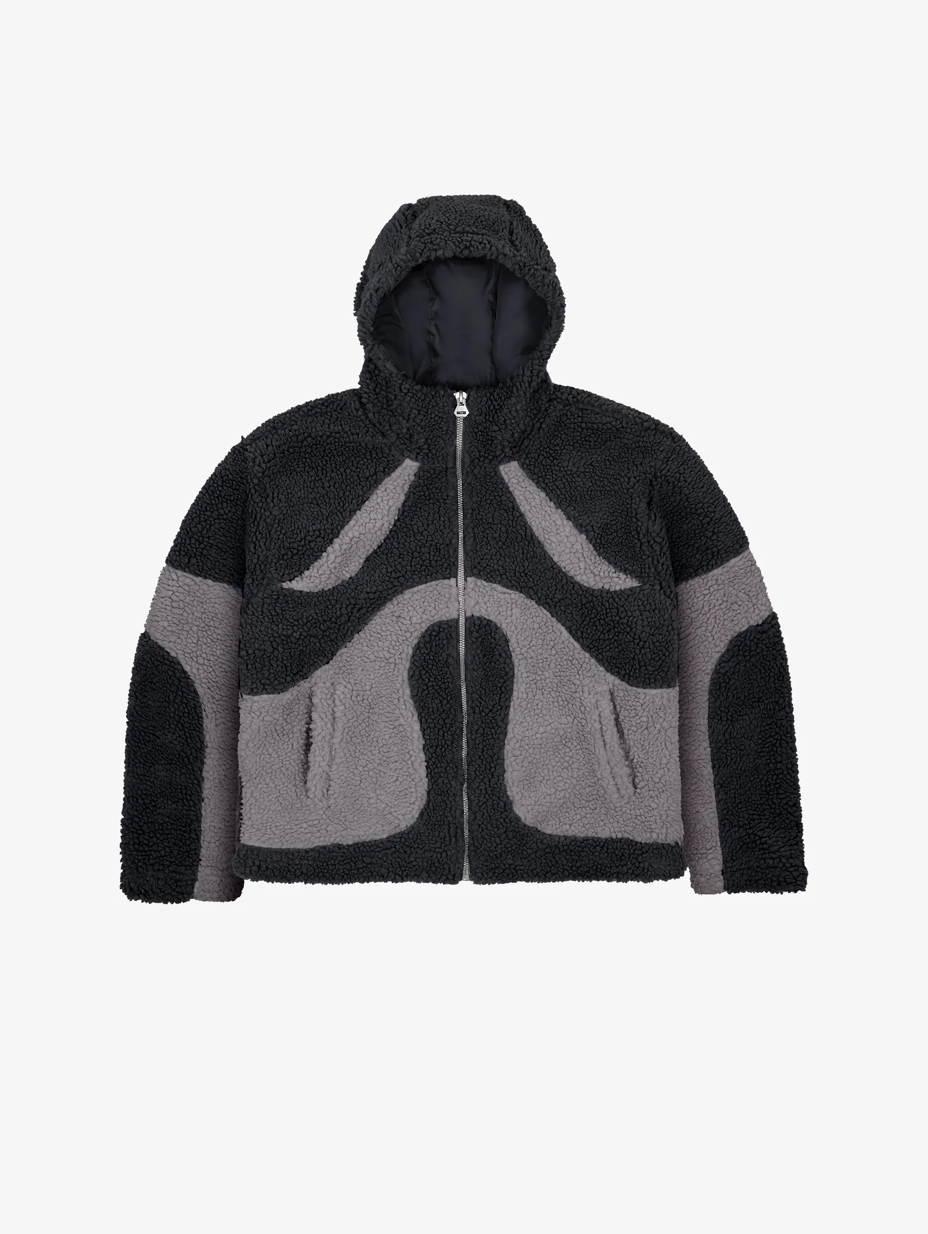 CONTRAST BALACLAVA FLEECE JACKET "BLACK/GREY"