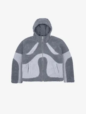 CONTRAST BALACLAVA FLEECE JACKET "GREY"