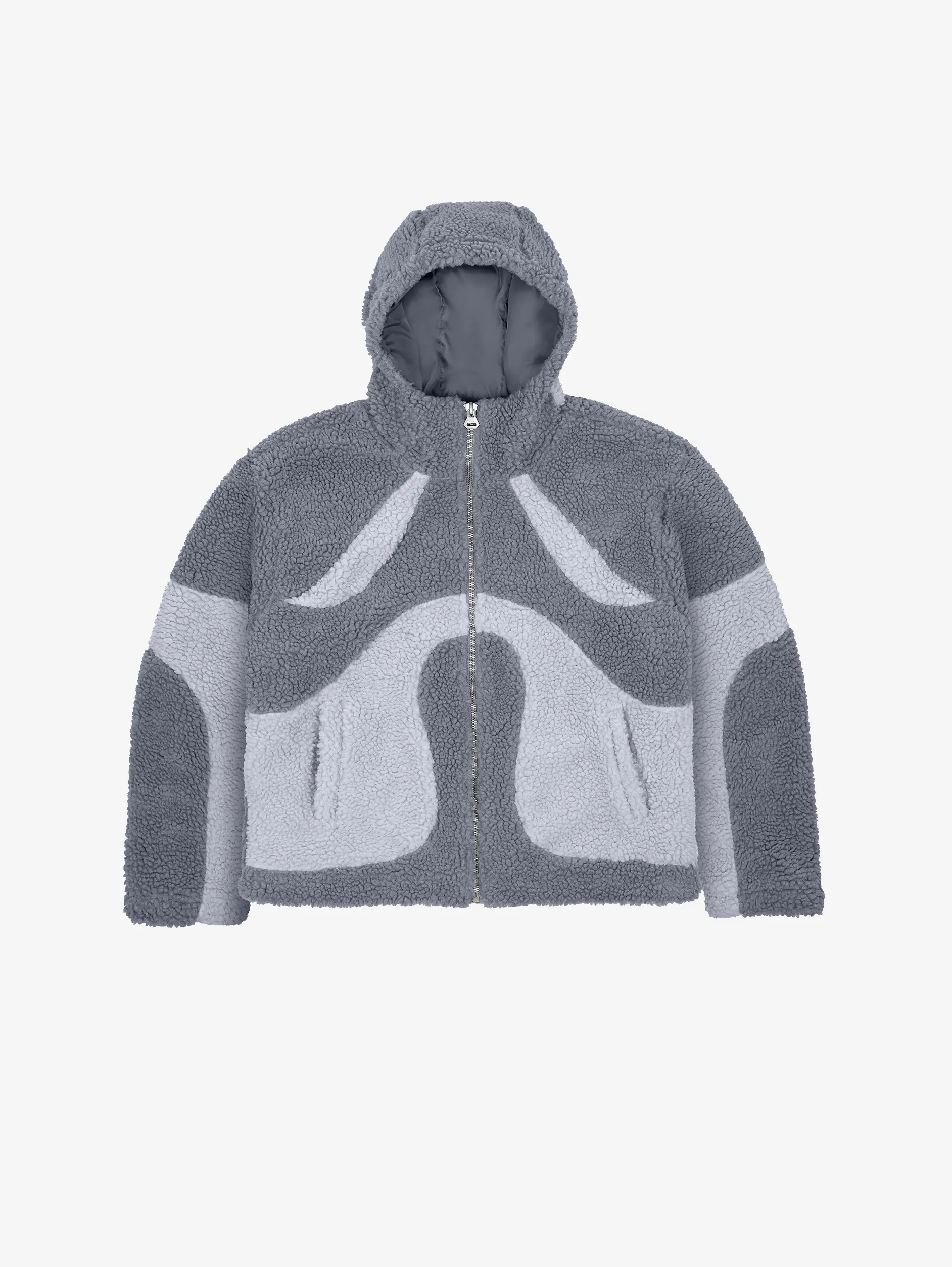 CONTRAST BALACLAVA FLEECE JACKET "GREY"