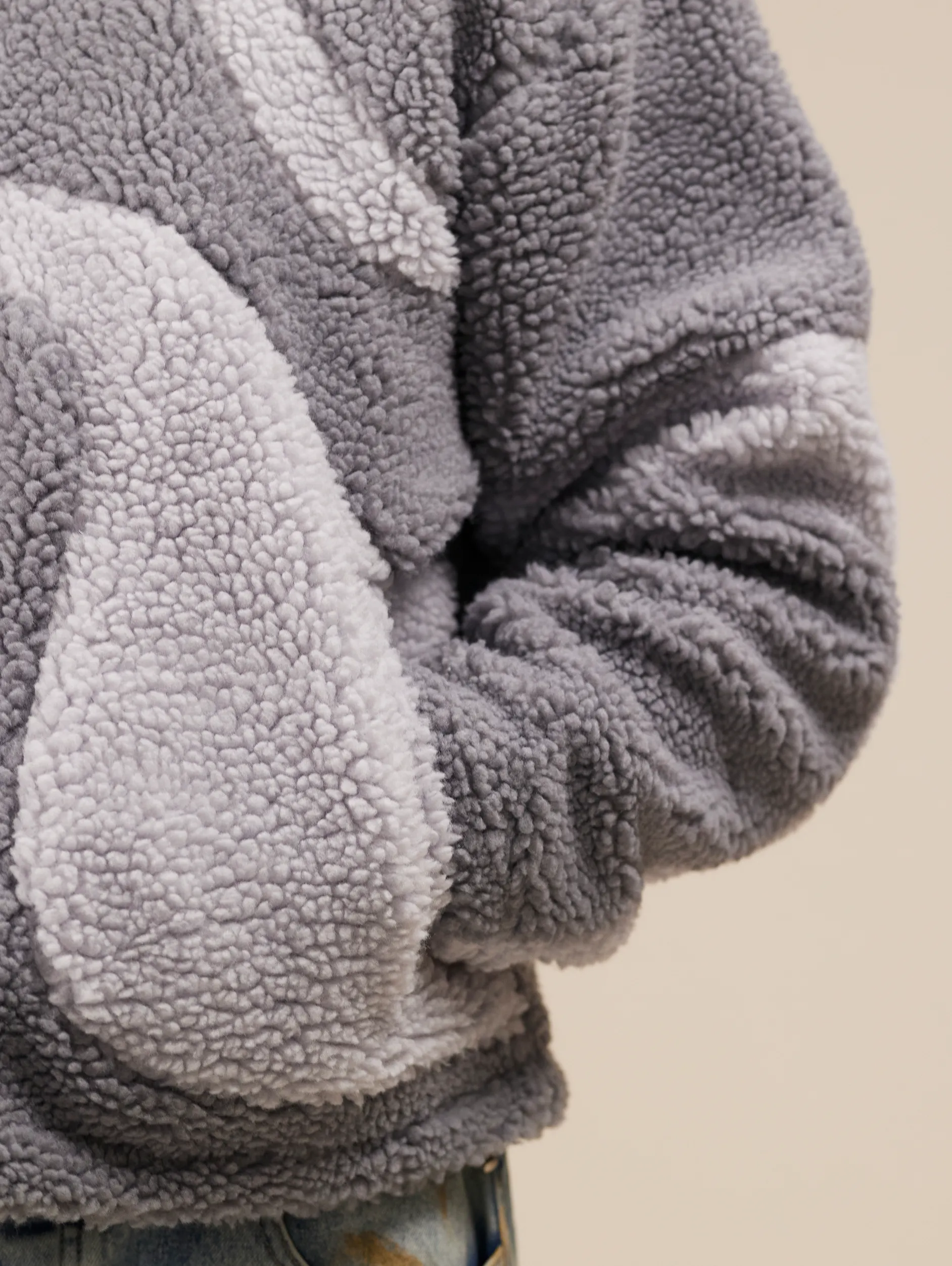 CONTRAST BALACLAVA FLEECE JACKET "GREY"