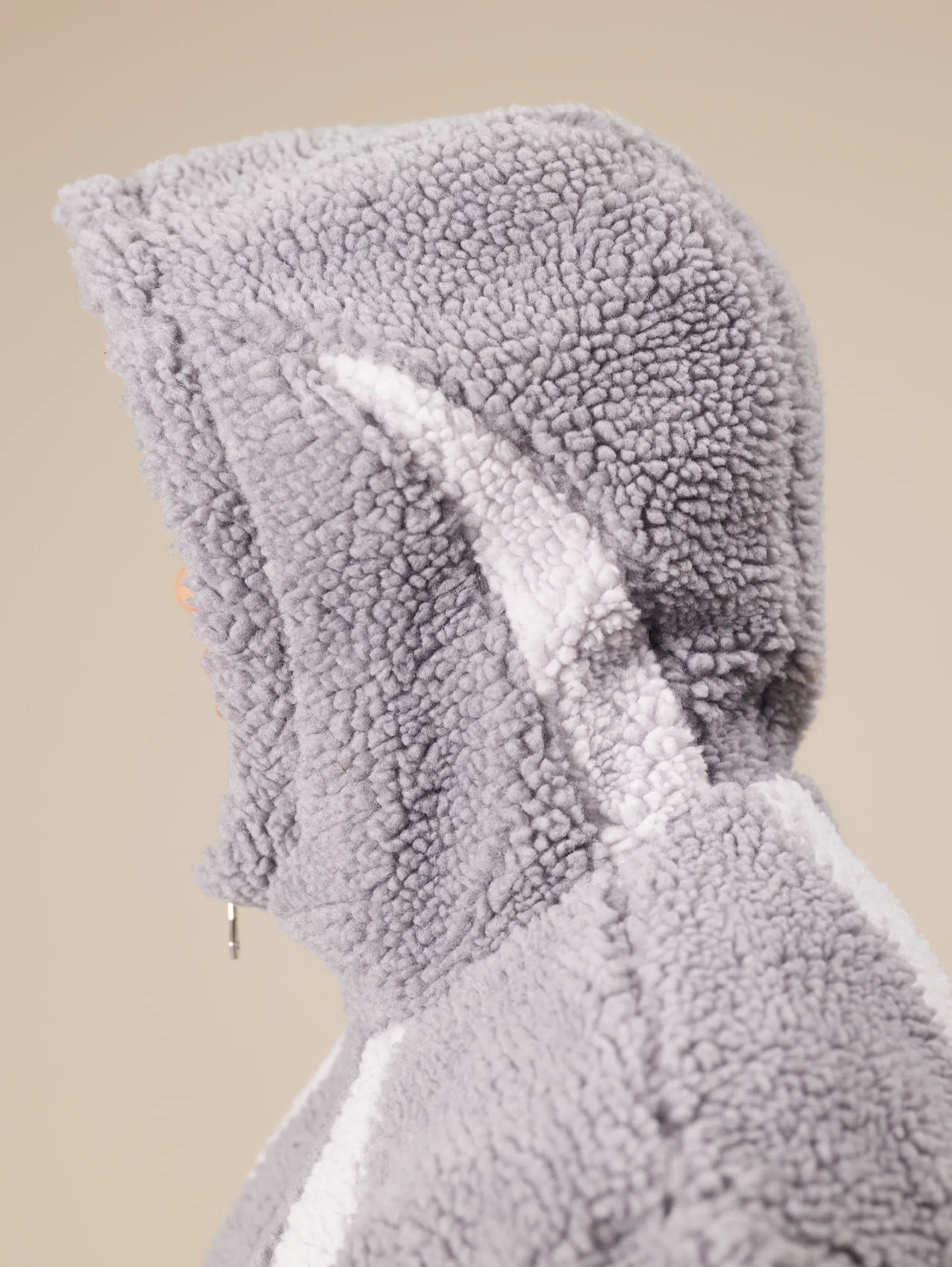 CONTRAST BALACLAVA FLEECE JACKET "GREY"