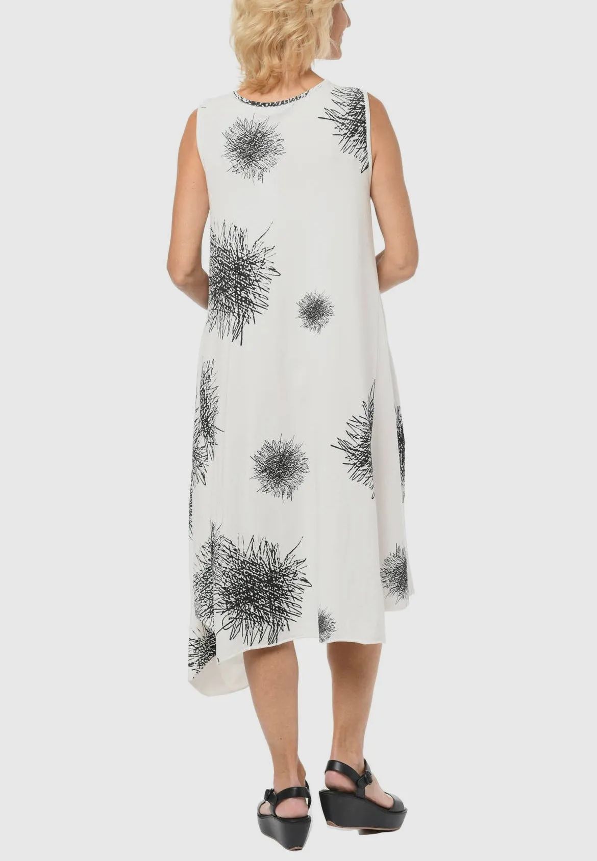 Cotton Dress in Ivory Scribble