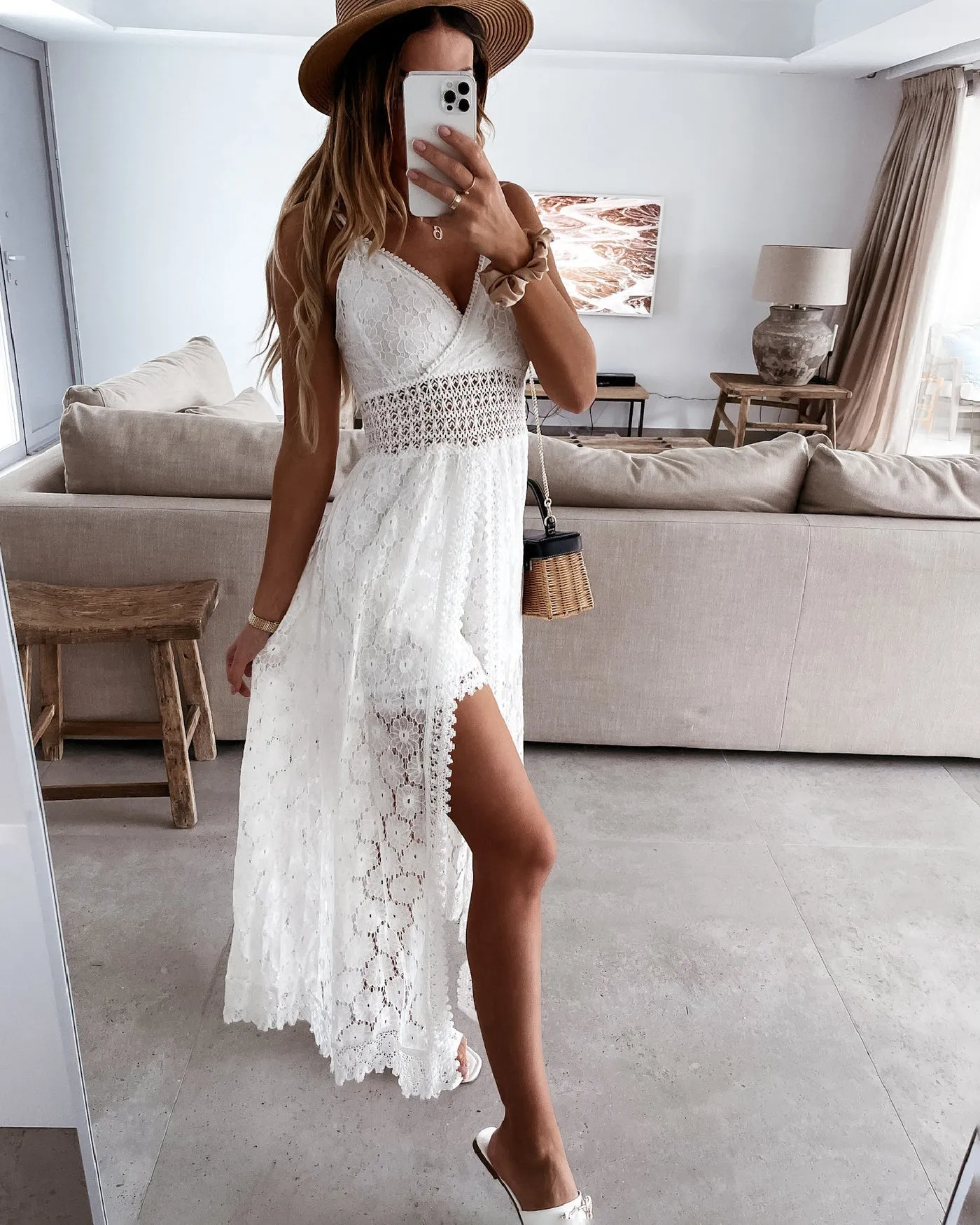 Diane Dress with Lace Slit Shorts