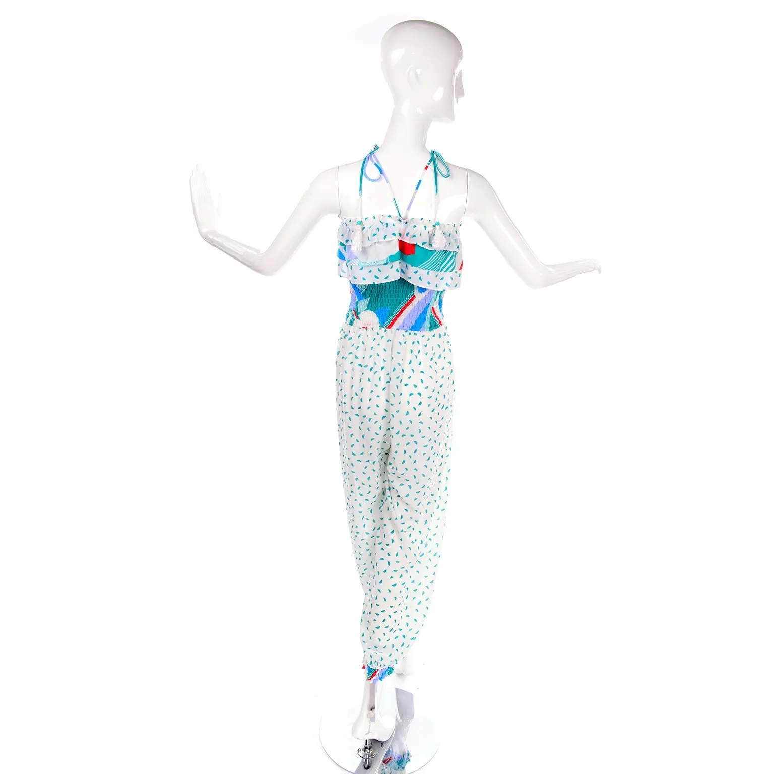 Diane Freis Vintage Jumpsuit W/ Ruffles Balloon Legs & Matching Wrap 12/14