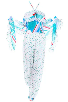 Diane Freis Vintage Jumpsuit W/ Ruffles Balloon Legs & Matching Wrap 12/14