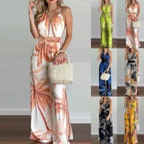 DUNNMALL  New European and American Women's Clothing Dress Wish Independent Station Digital Printing Colorful Jumpsuit Women