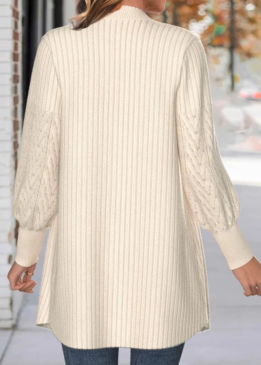Elovana®                                                        Beige Button Lace Long Sleeve Coat