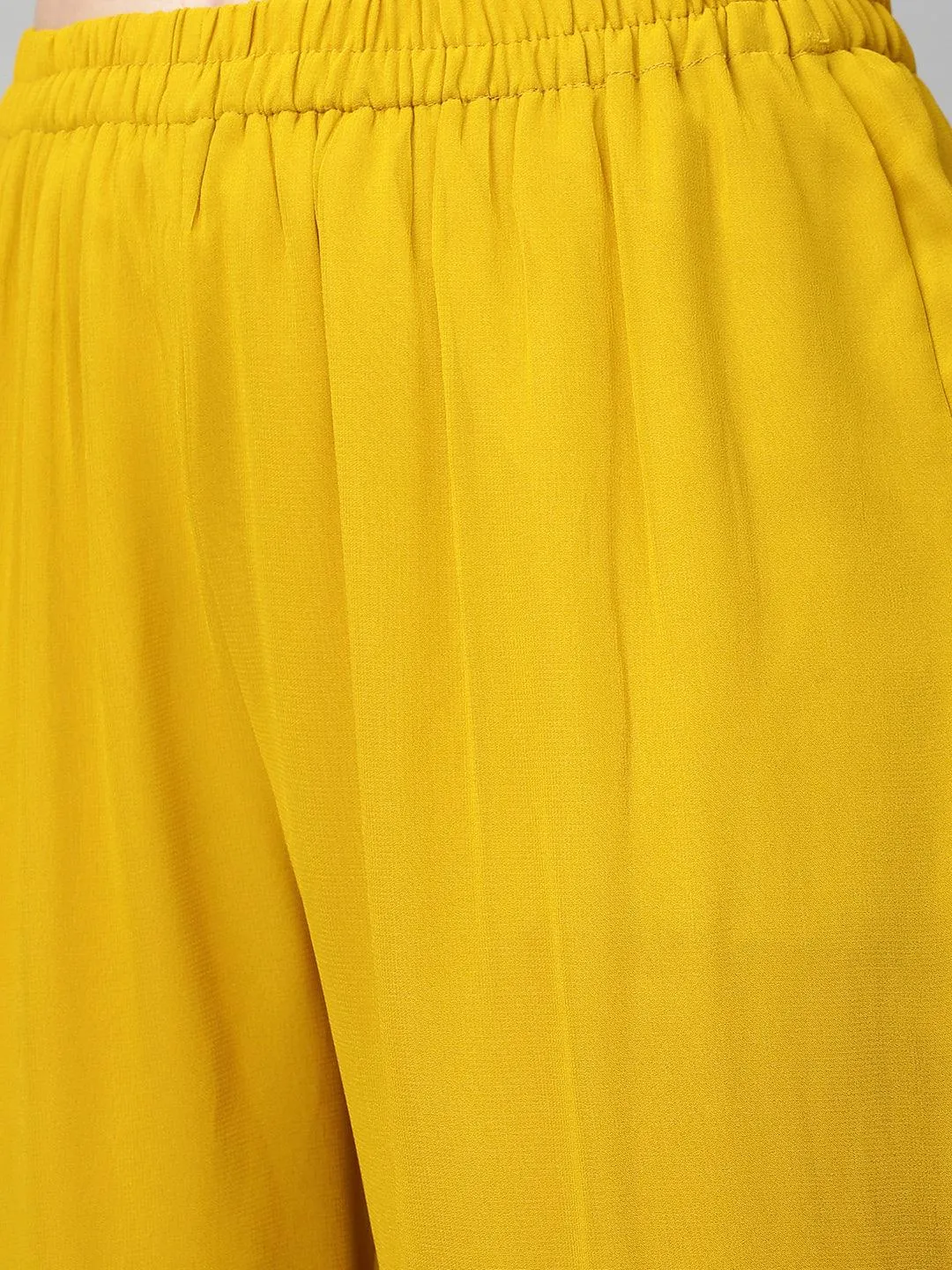 Embroidered Peplum & Sharara and Dupatta - Mustard