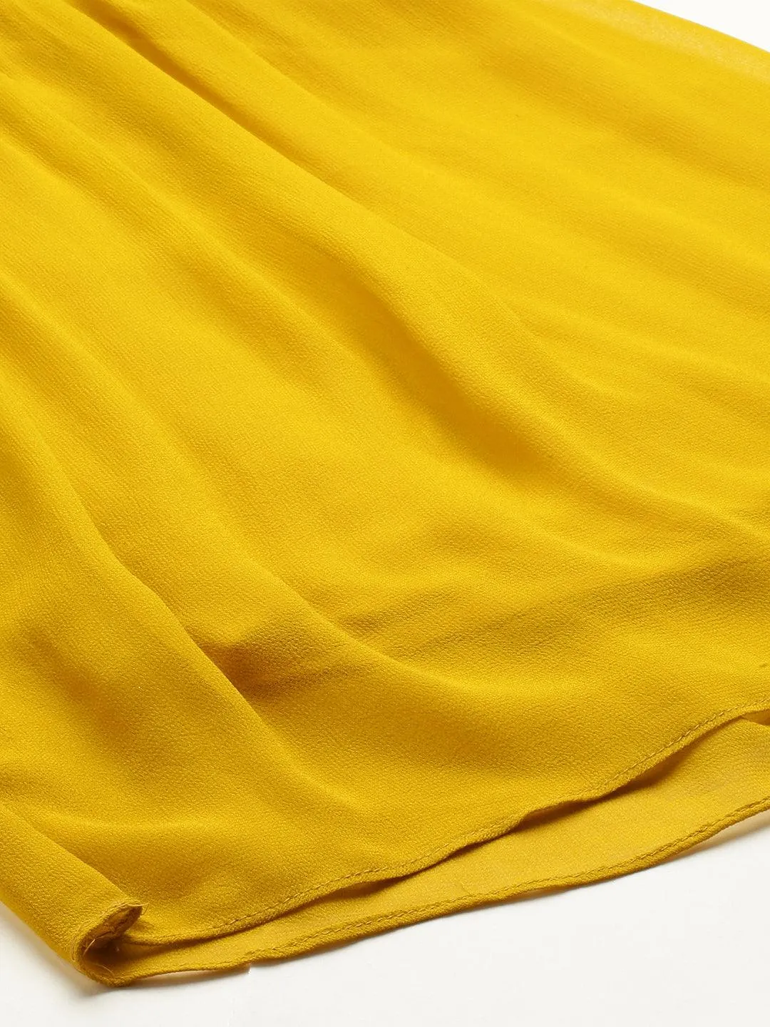 Embroidered Peplum & Sharara and Dupatta - Mustard