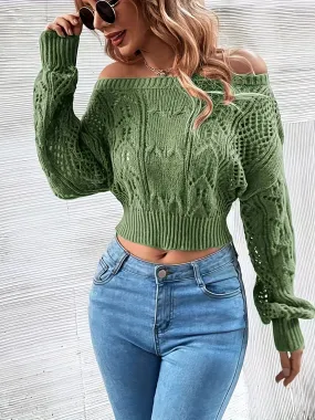 Emerald Green Cropped Knit Top – Cozy, Chic & Stylish