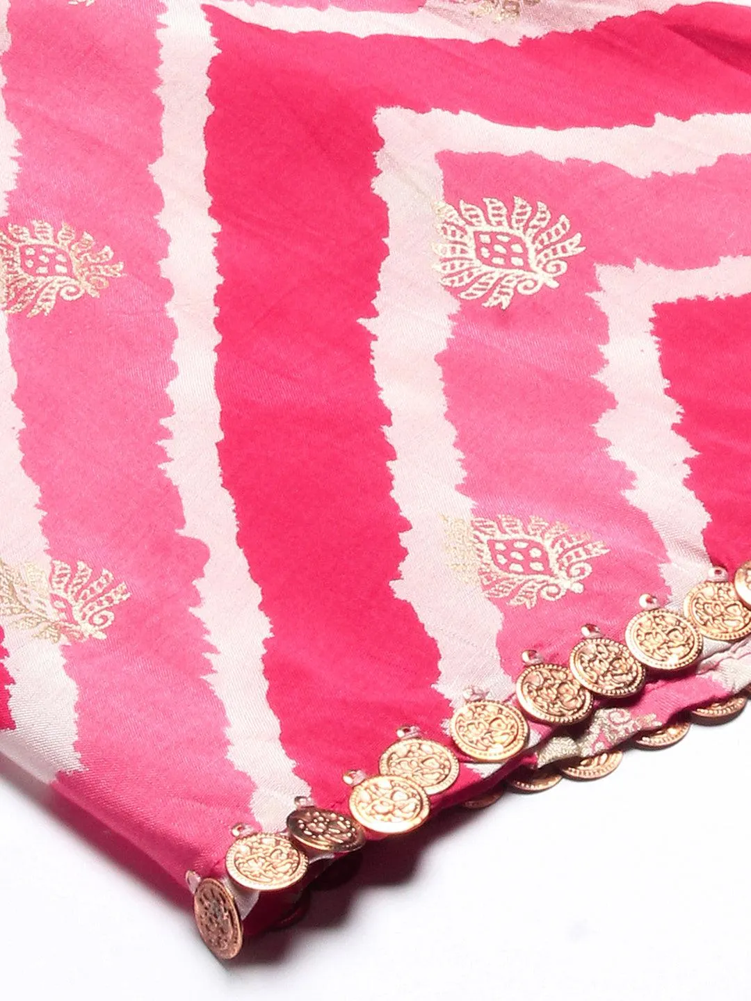 Ethnic & Chevron Printed A-Line Co-ord Set - Pink