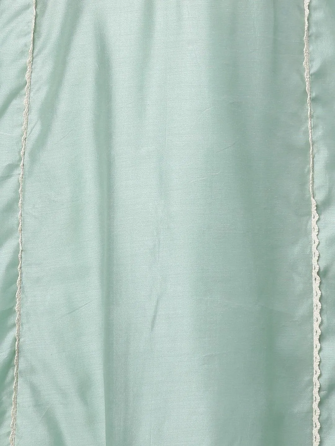 Ethnic Embroidered A-Line Kurta with Pants & Dupatta - Mint Green