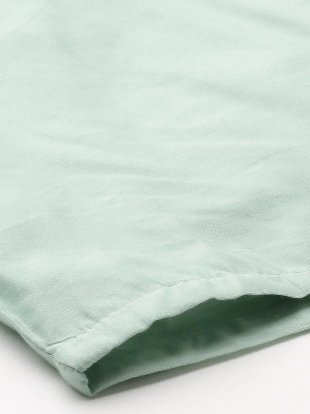 Ethnic Embroidered A-Line Kurta with Pants & Dupatta - Mint Green