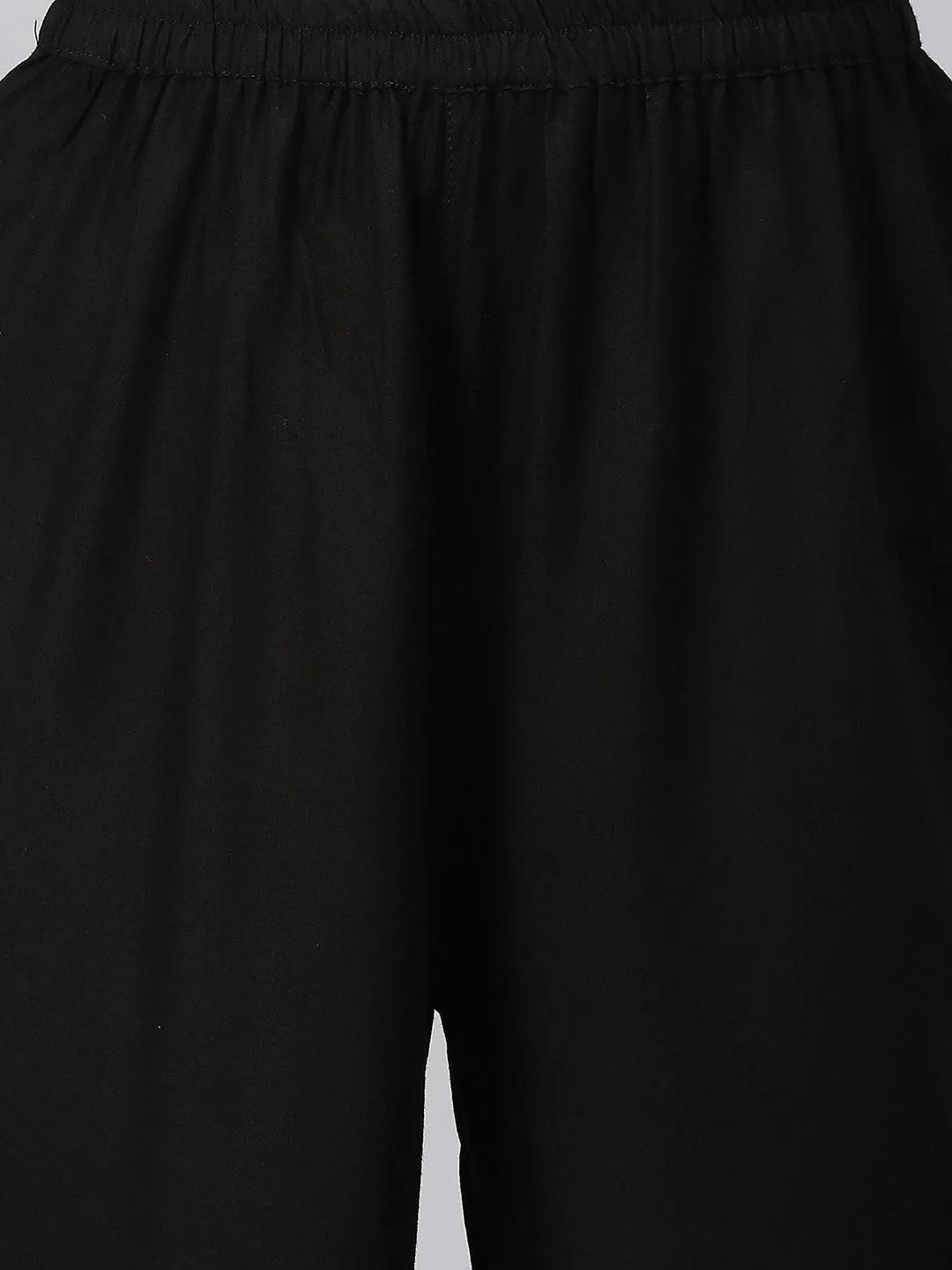 Ethnic Embroidered A-Line Kurta with Pants - Black