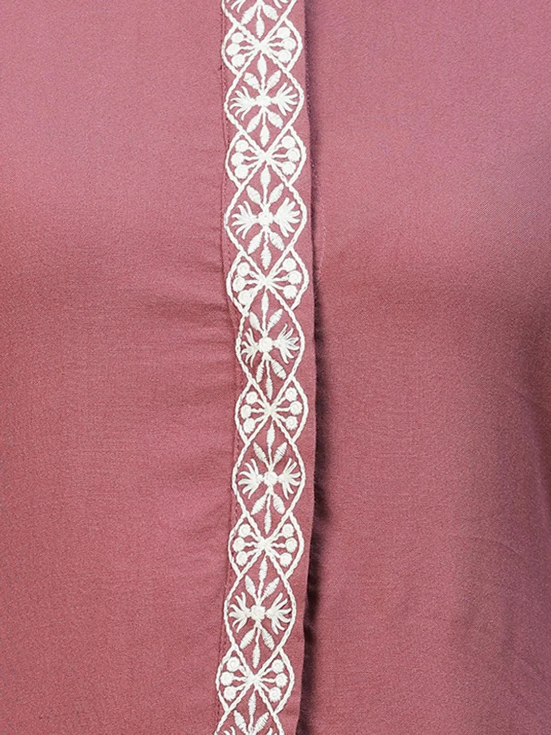 Ethnic Embroidered Co-ord Set - Mauve