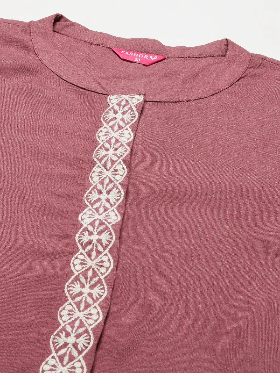 Ethnic Embroidered Co-ord Set - Mauve