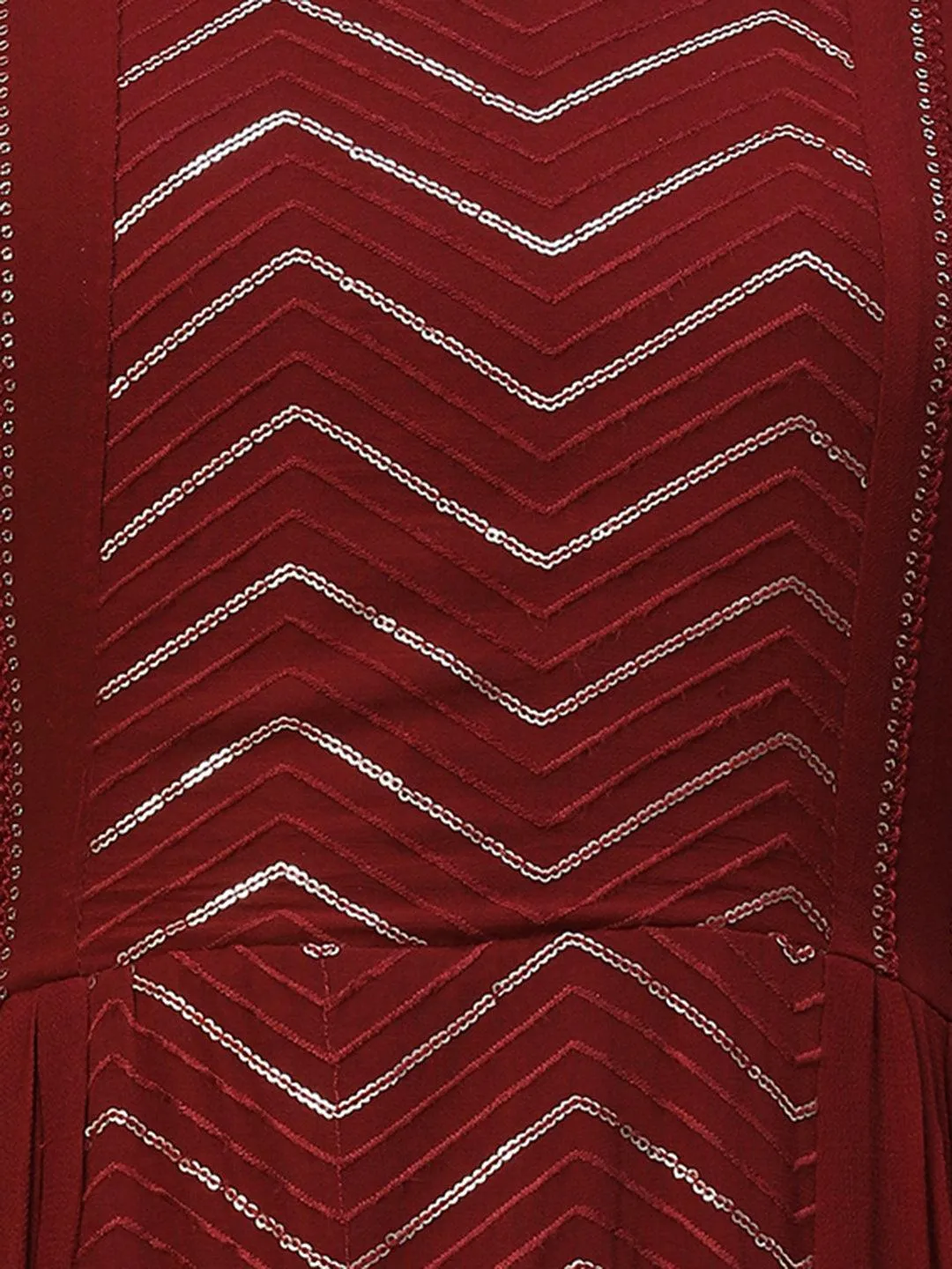 Ethnic Embroidered Peplum Flare Kurta with Sharara - Burgundy