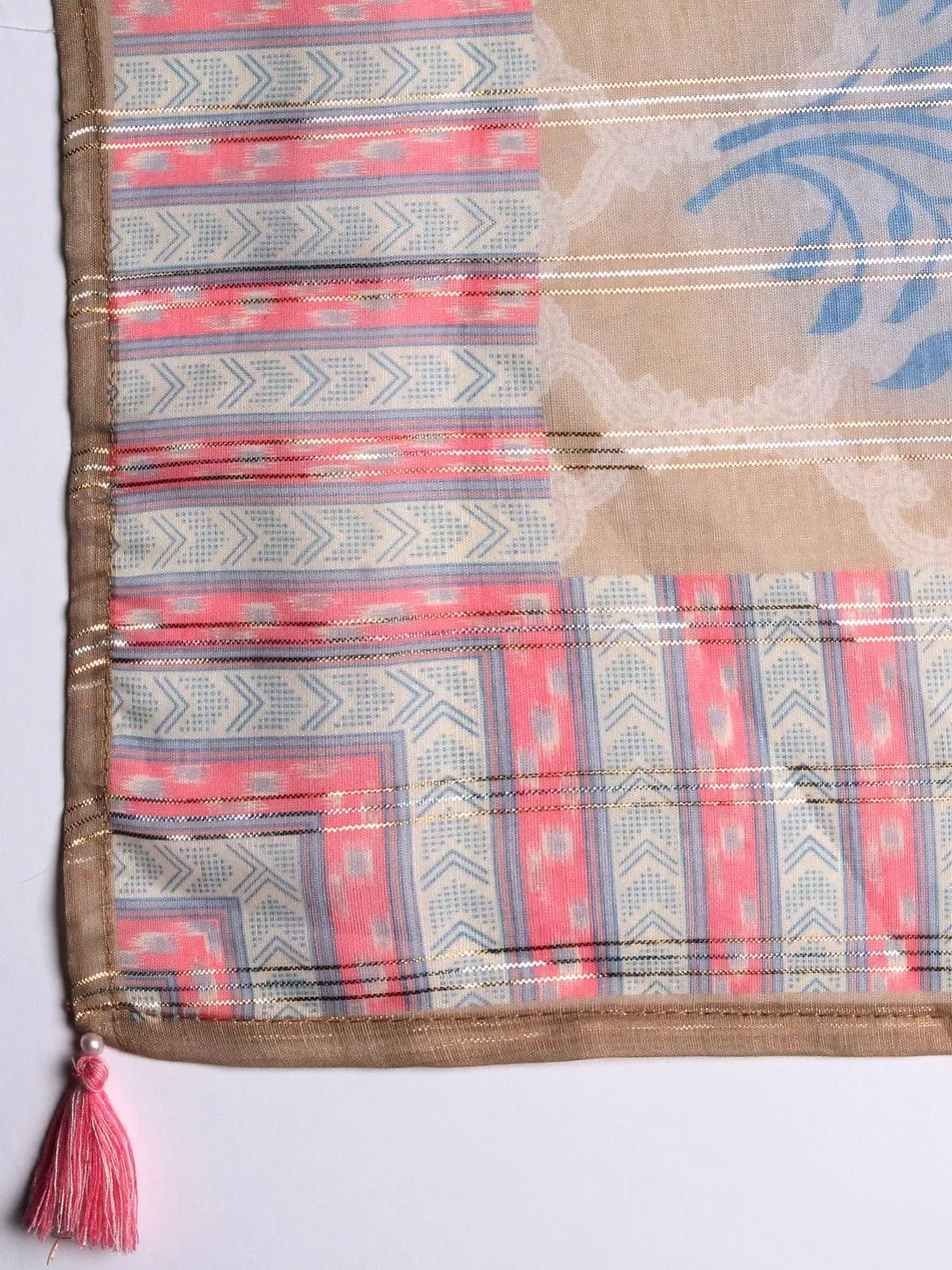 Ethnic Printed & Embroidered A-Line Kurta with Pant & Dupatta - Multi