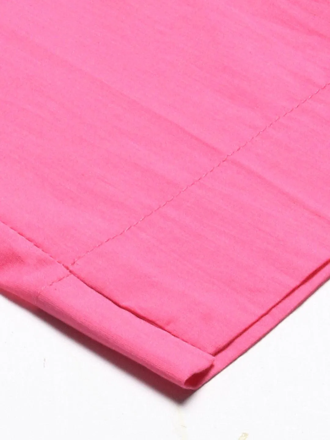 Ethnic Printed & Embroidered A-Line Kurta with Pant & Dupatta - Pink