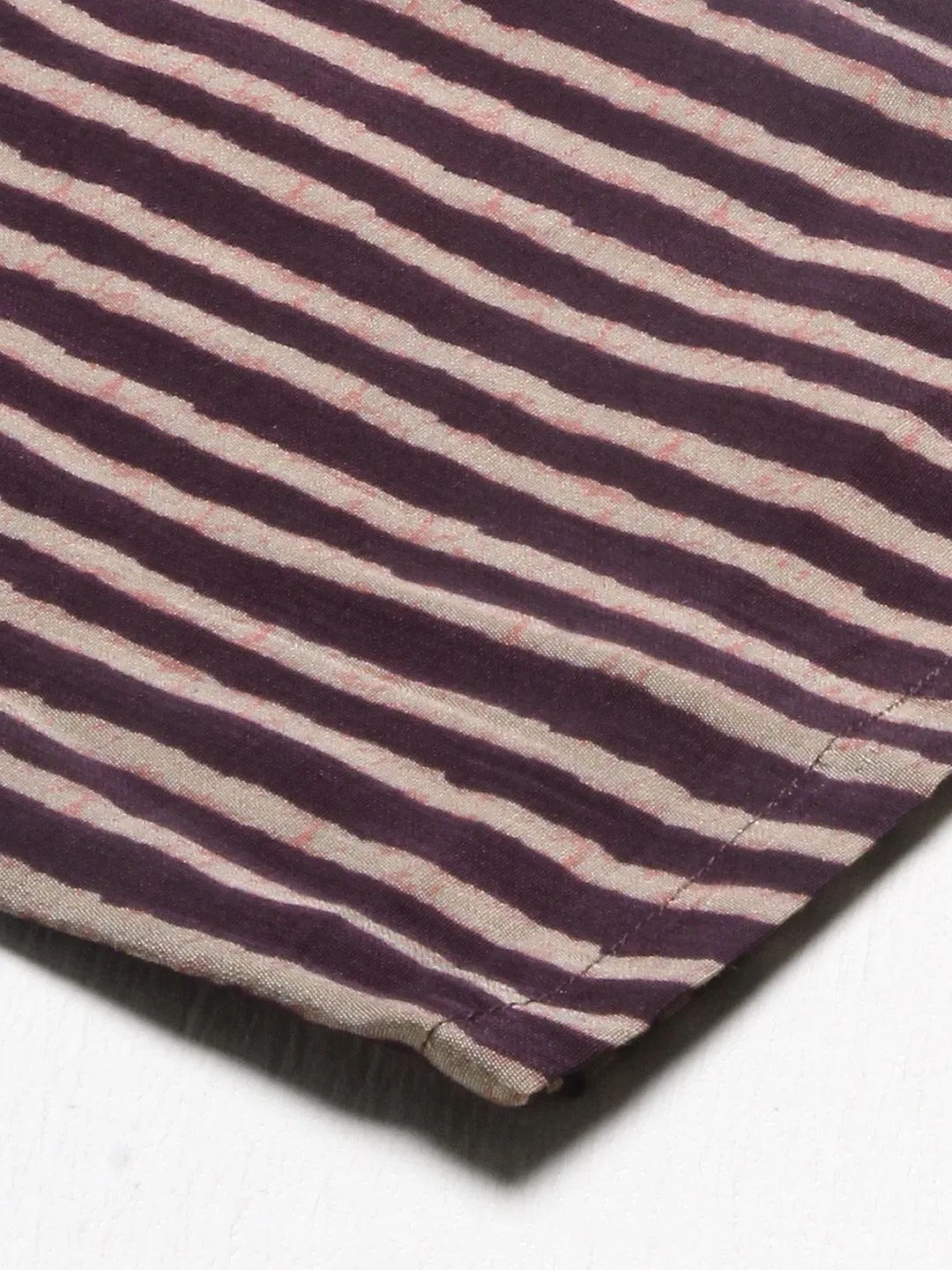 Ethnic Printed & Embroidered A-Line Kurta with Pants - Deep Wine