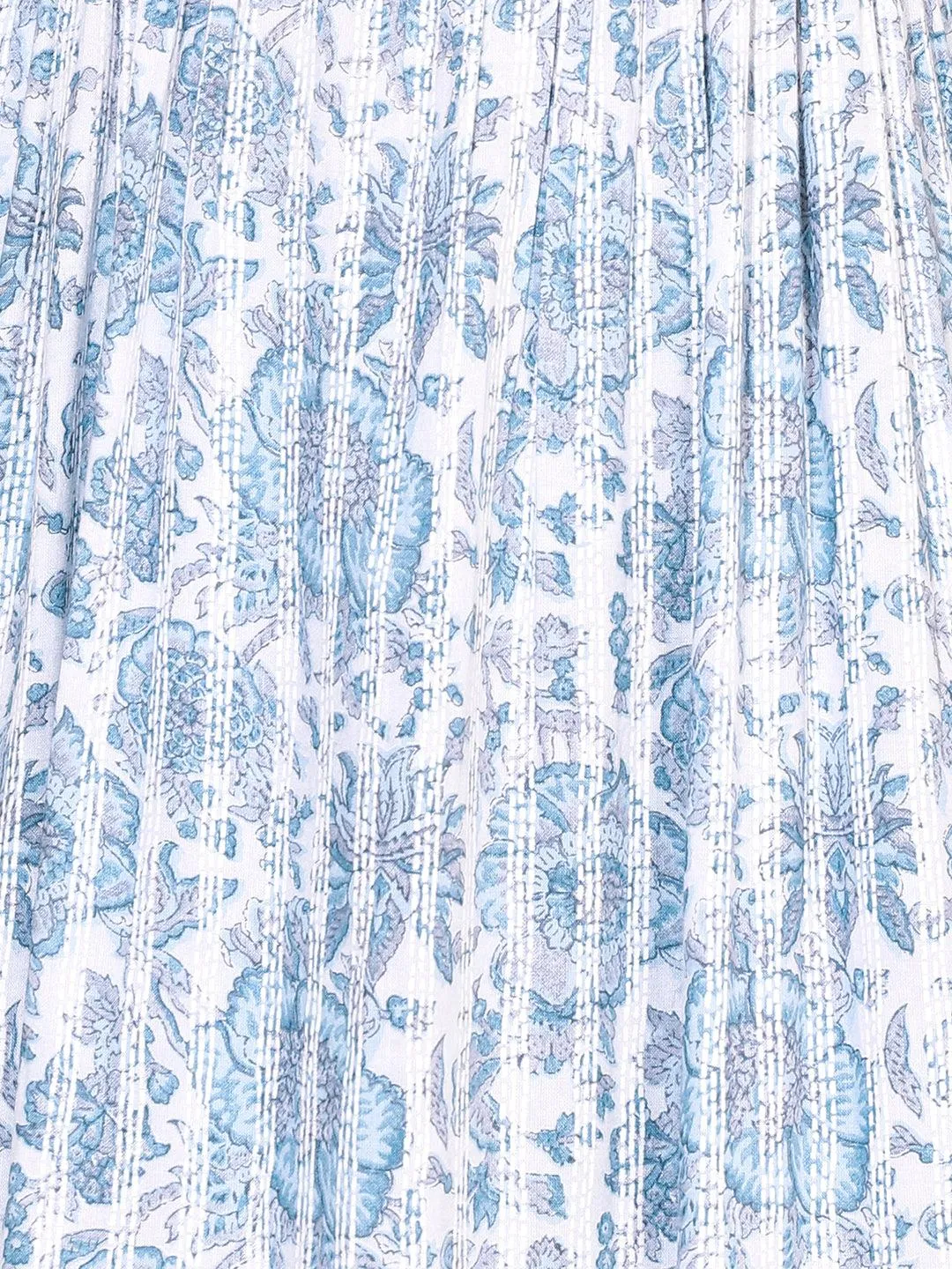 Floral Printed & Embroidered A-Line Kurta with Pant & Dupatta - Blue